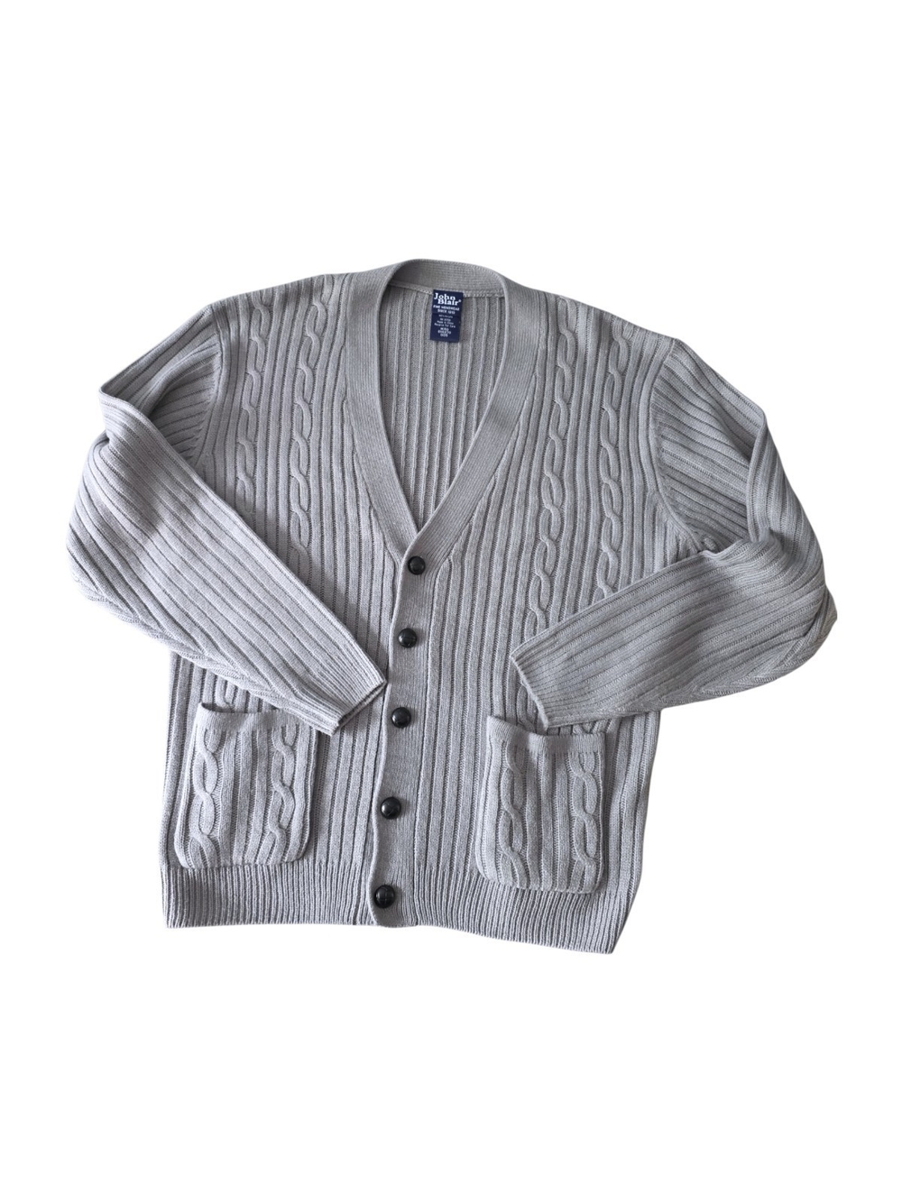 Vintage John Blair Gray Cable Knit Cardigan GrandpaCore Men's M